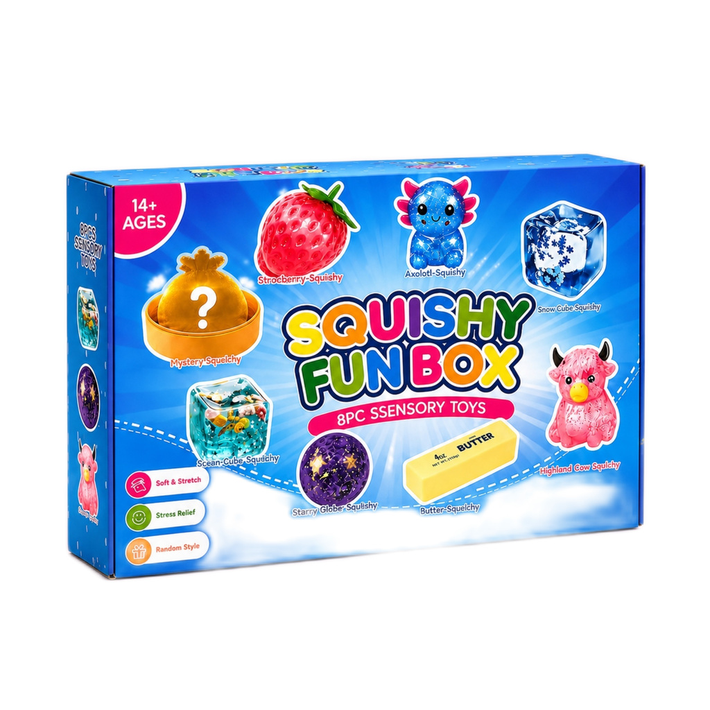8-Piece Squishy Mystery Box – Assorted Fun Box