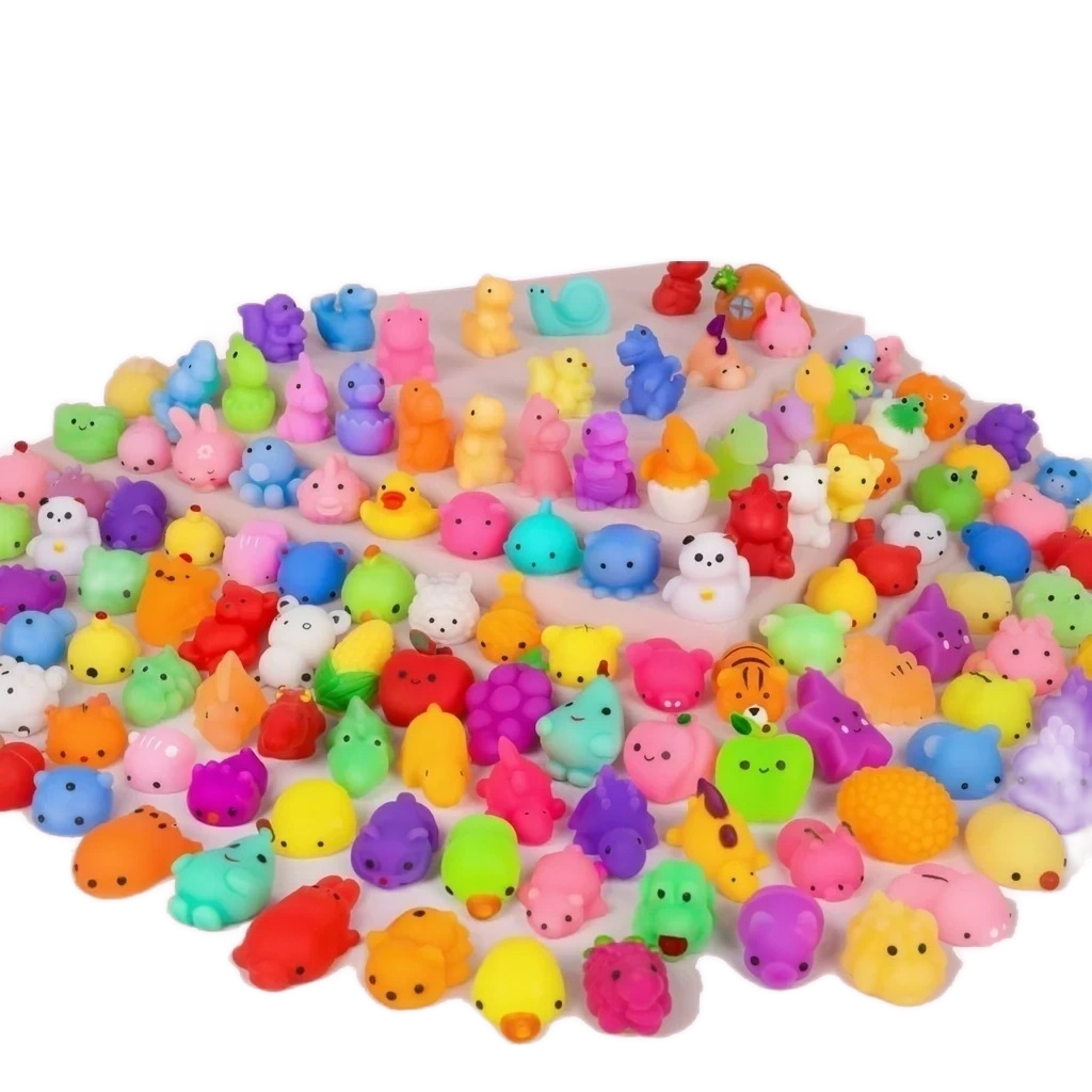 Animal Egg Squishy Mochi Set, 130 Mini Kawaii Squishies