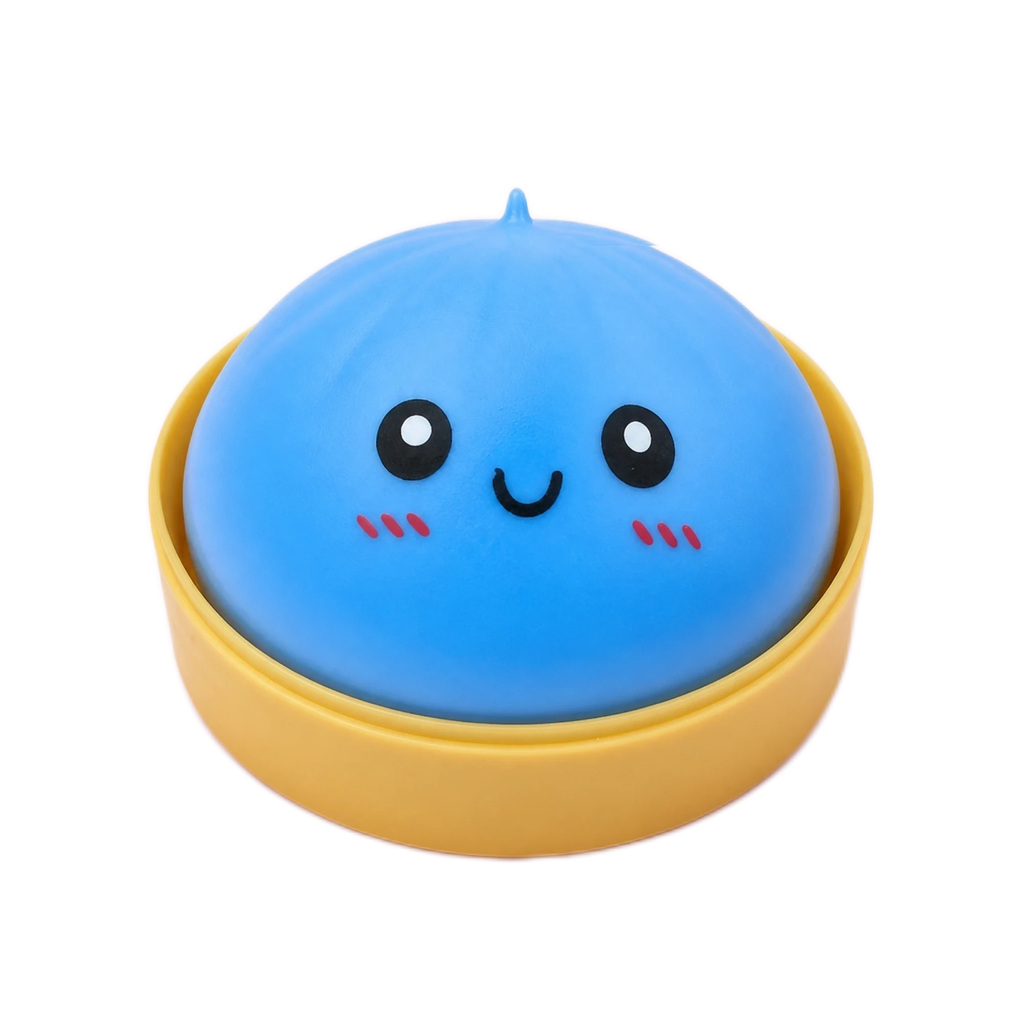 Azure Dumpling Squishy, Soft Smiley Bao Bun Stress Toy