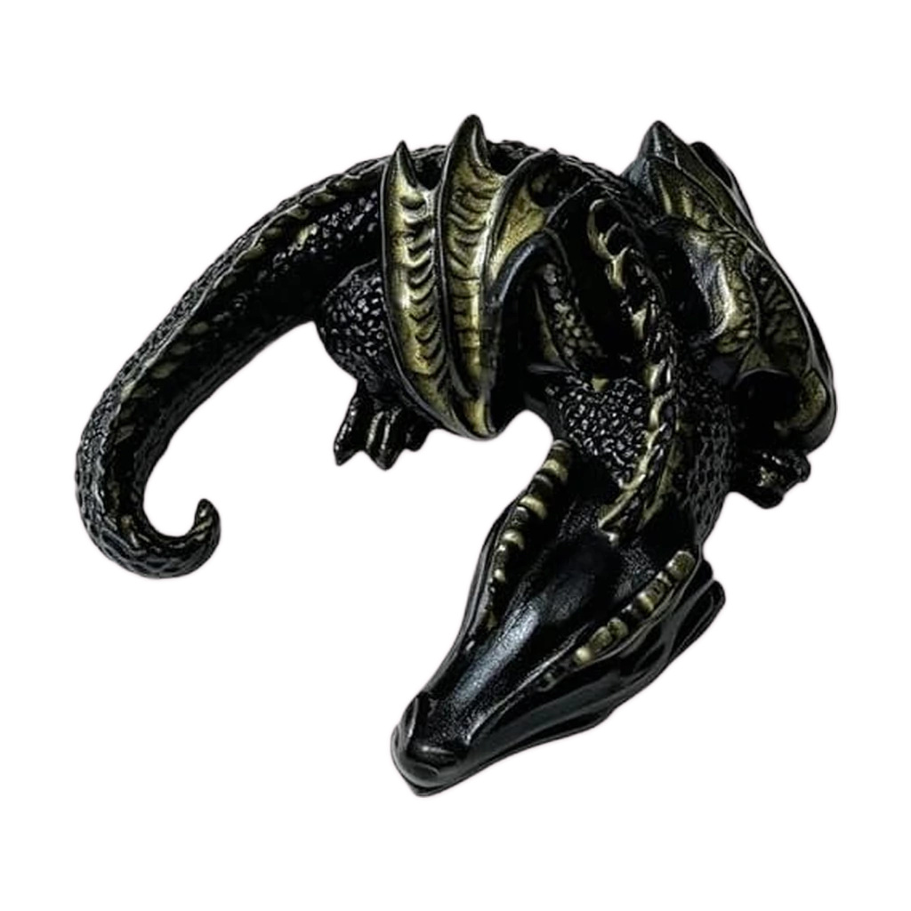 Black Gold Dragon Squishy - Realistic Silicone Squeeze Fidget
