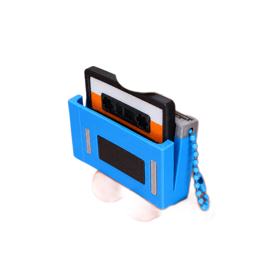Blue Cassette Clicker Keychain
