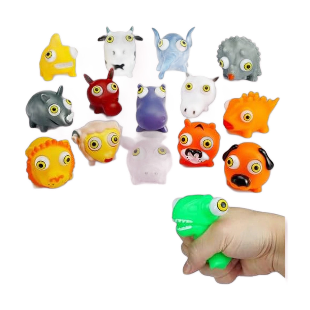 Bulk Animal Eyeball Squishy Squeeze Toys – 16 Pack