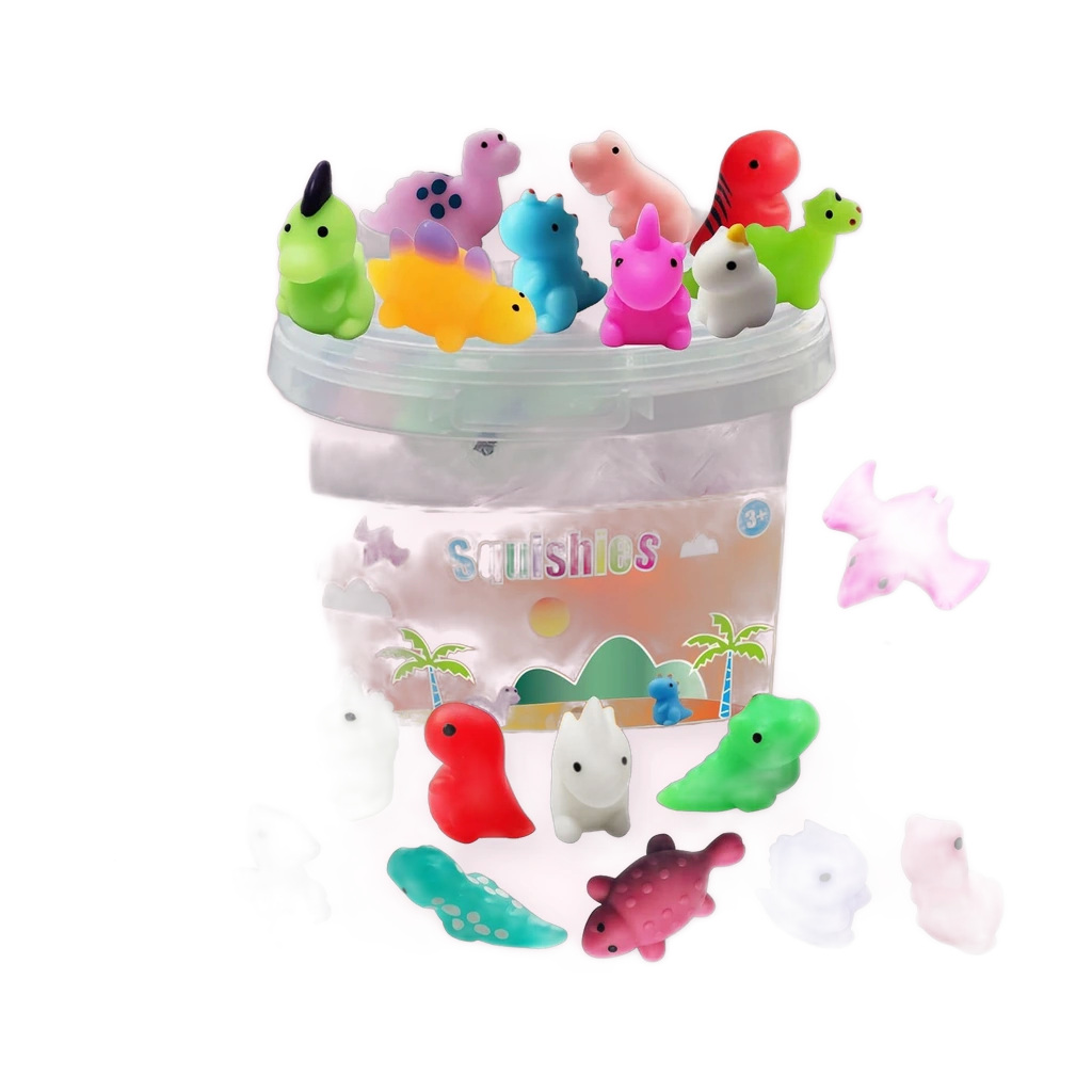 Bulk Dinosaur Squishy, 24 Pc Mochi Squishies with Tub