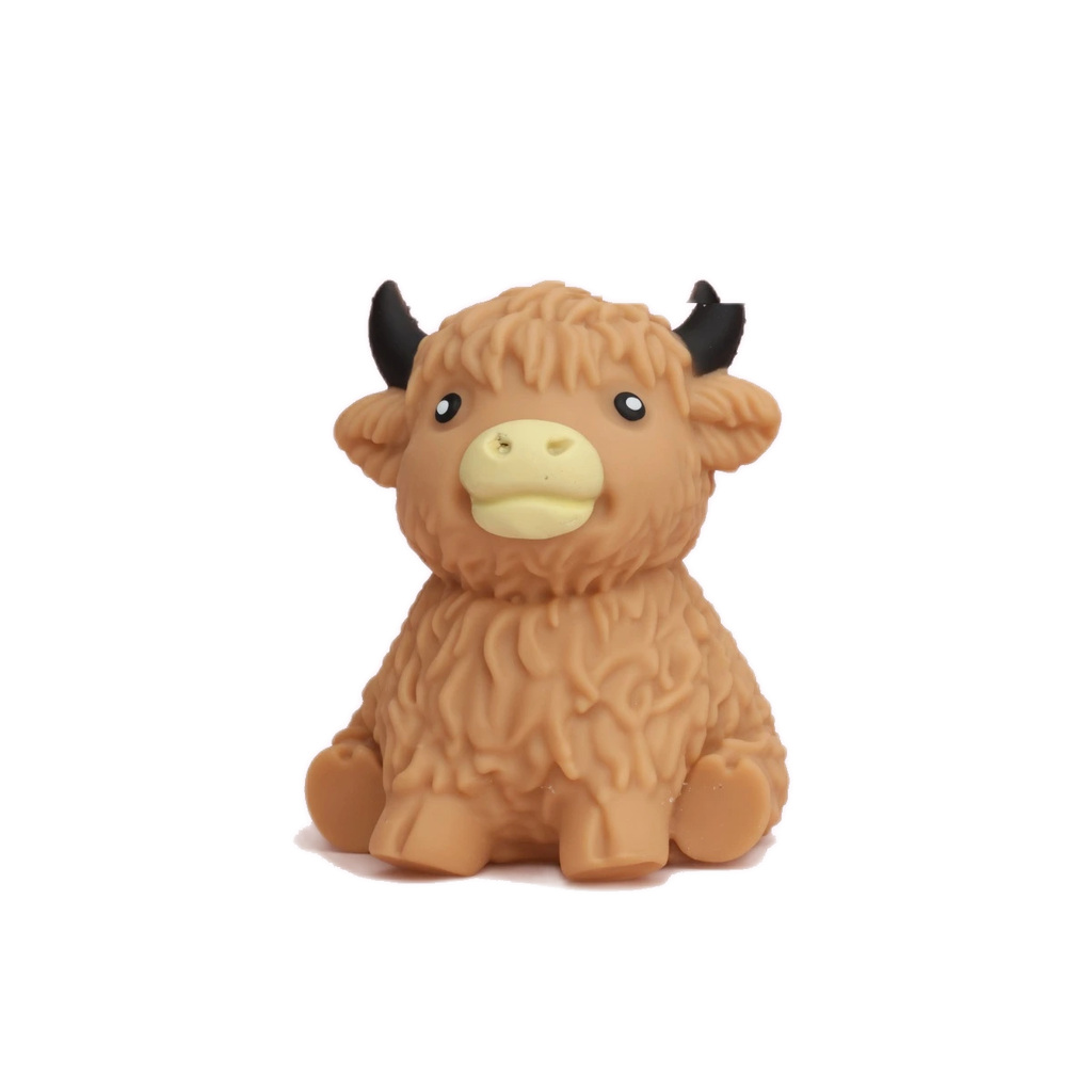 Caramel Tan Cow Squishy Fluffy Highland Slow Rising Sensory Toy
