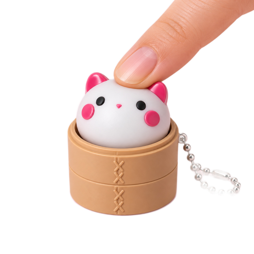 White Cat Clicker Keychain