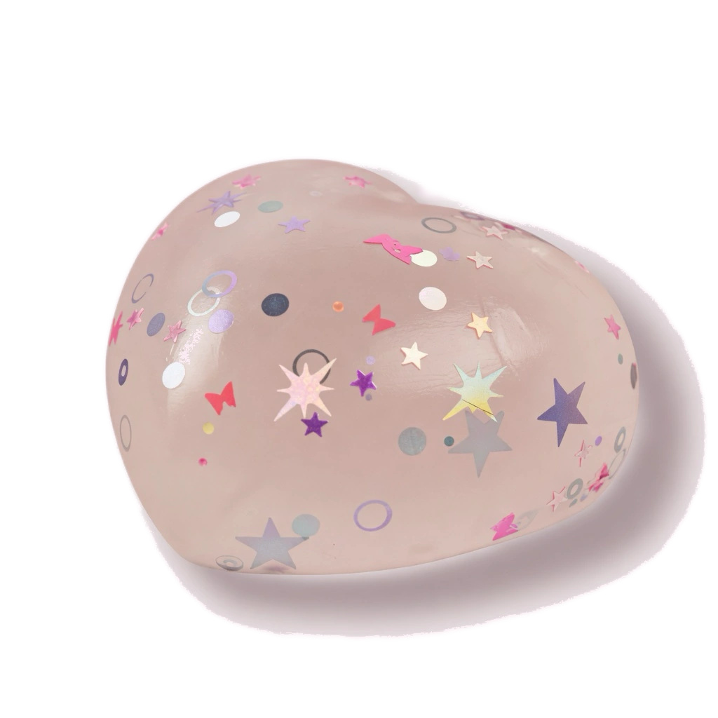 Clear Heart Squishy with Star and Butterfly Confetti