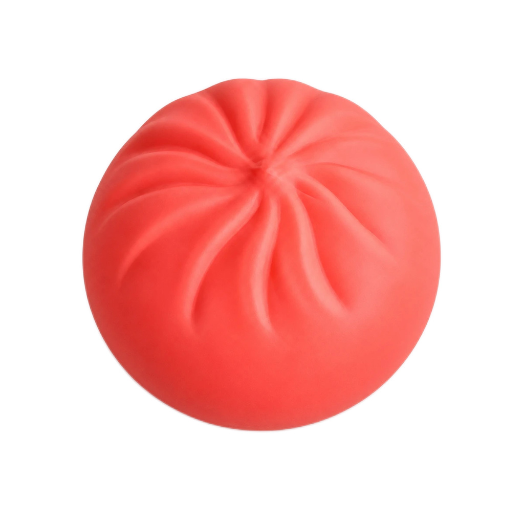 Coral Dumpling Squishy, Plump Pleated Bun Stress Toy