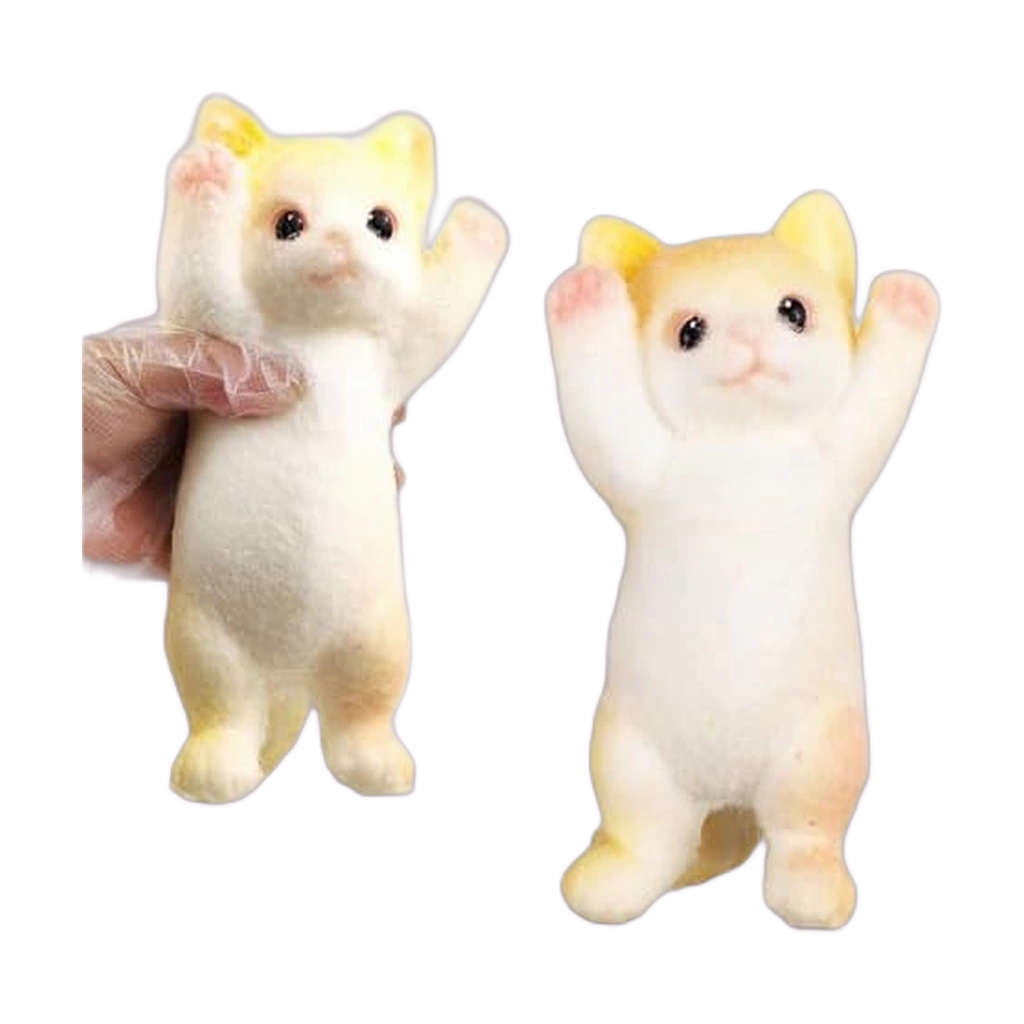 Cream Kitten Cat Squishy, Soft Flocked Slow Rising Stress Toy