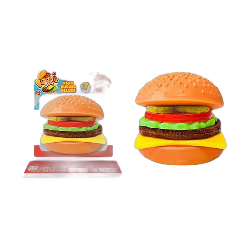 Fidget Hamburger Squishy Single Burger, Squish and Stretch Toy