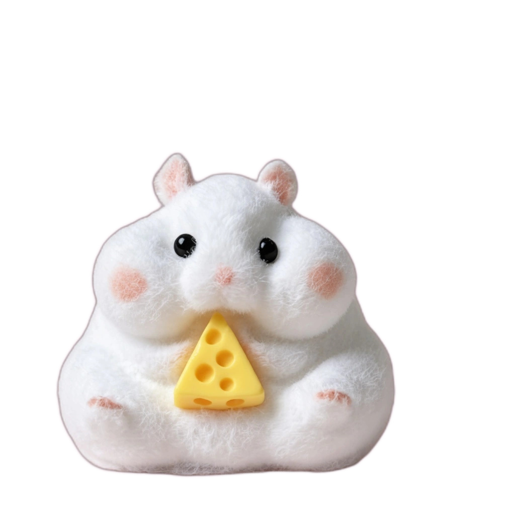 Fluffy Hamster Squishy Holding Cheese Slow Rising Toy
