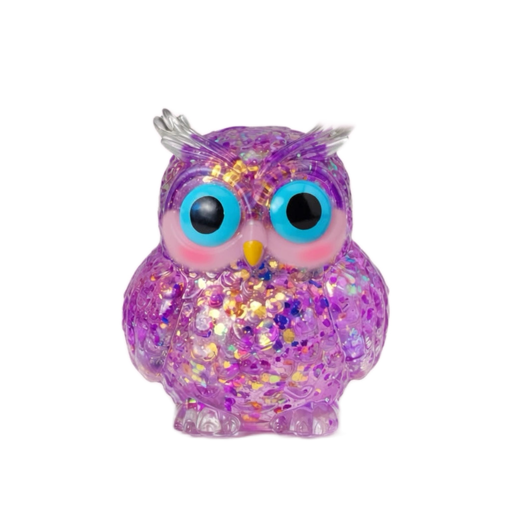 Galaxy Owl Squishy Slow Rising Purple Glitter Desk Toy