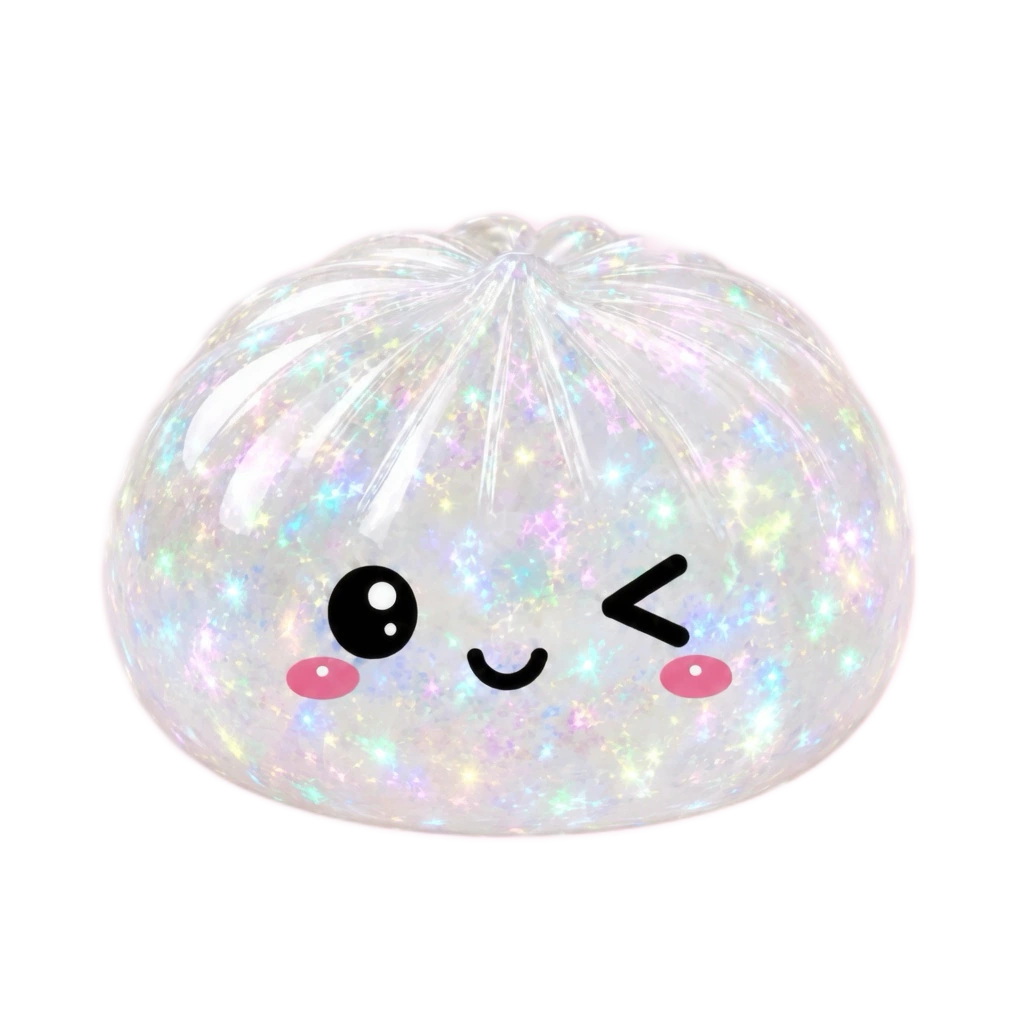 Glitter Dumpling Squishy Winking Bao Bun Squeeze Toy
