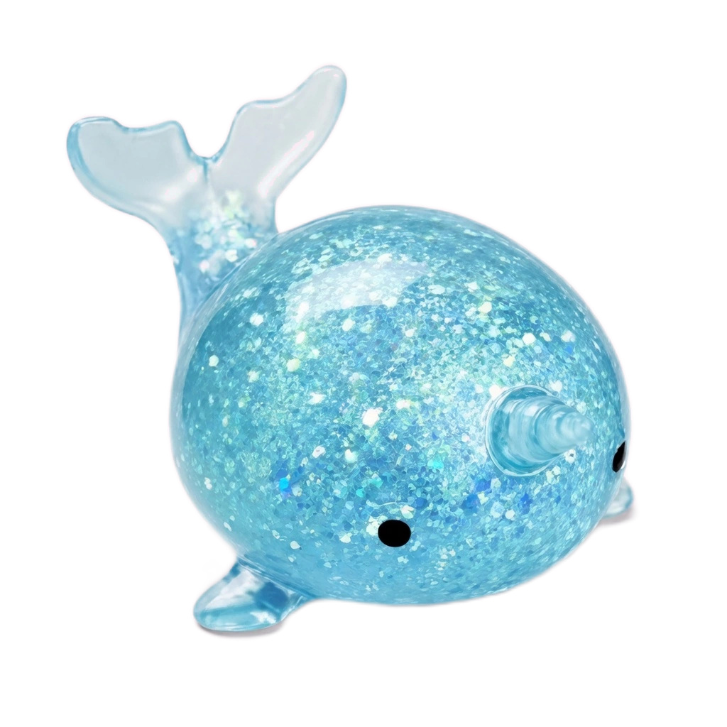 Glitter Narwhal Squishy Blue Slow Rising Squeeze Toy