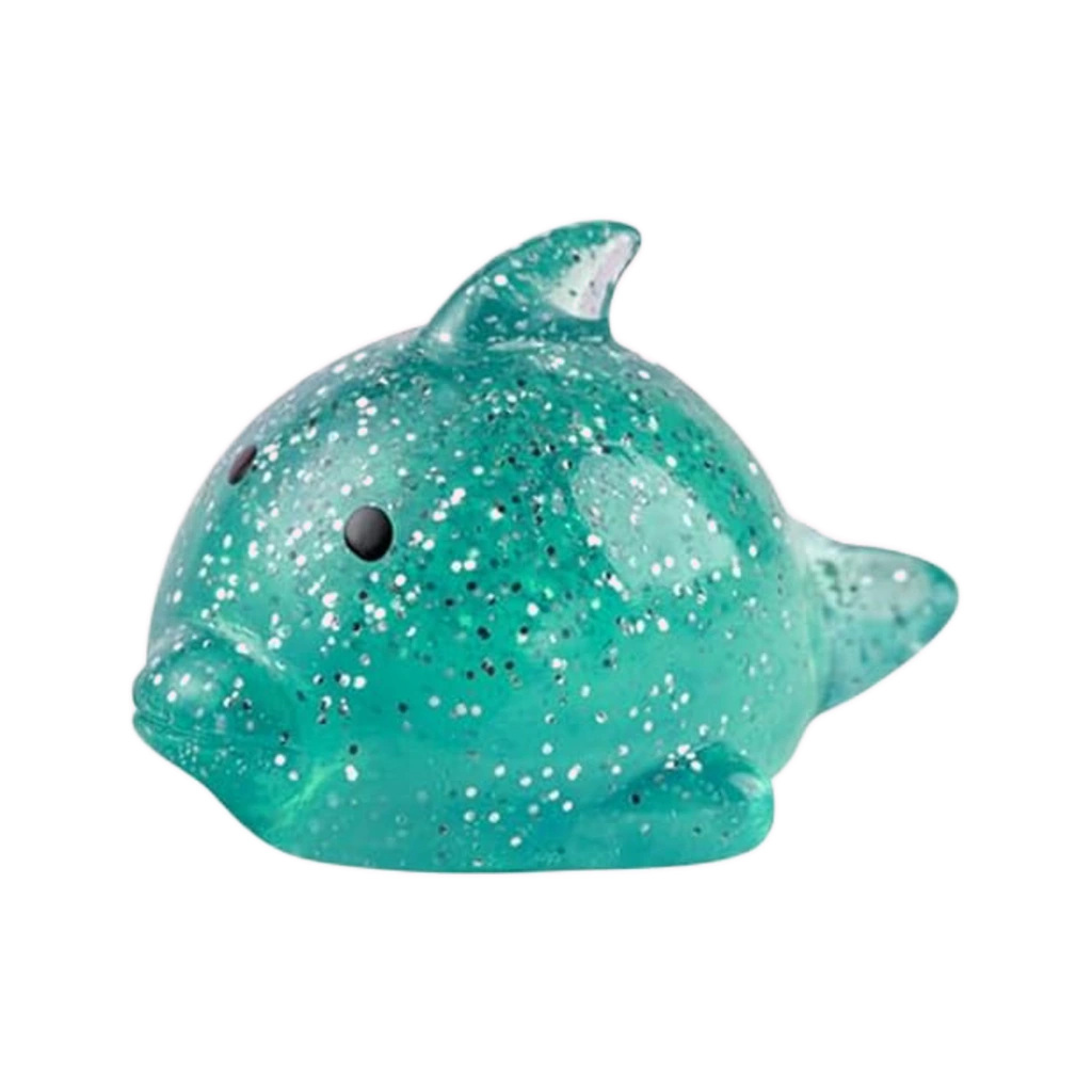 Glitter Whale Squishy Slow Rising Squeeze Toy in Teal