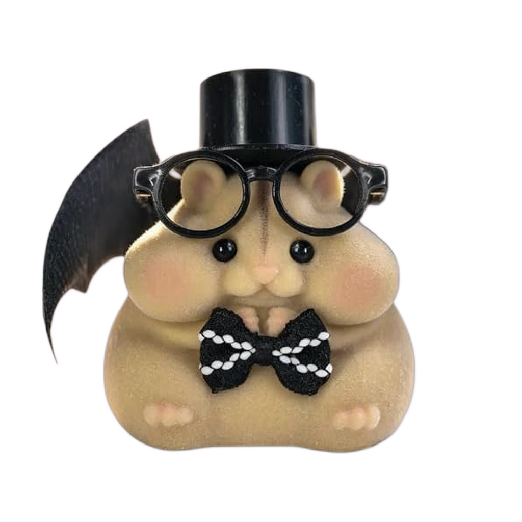 Gothic Hamster Squishy With Top Hat And Bat Wings