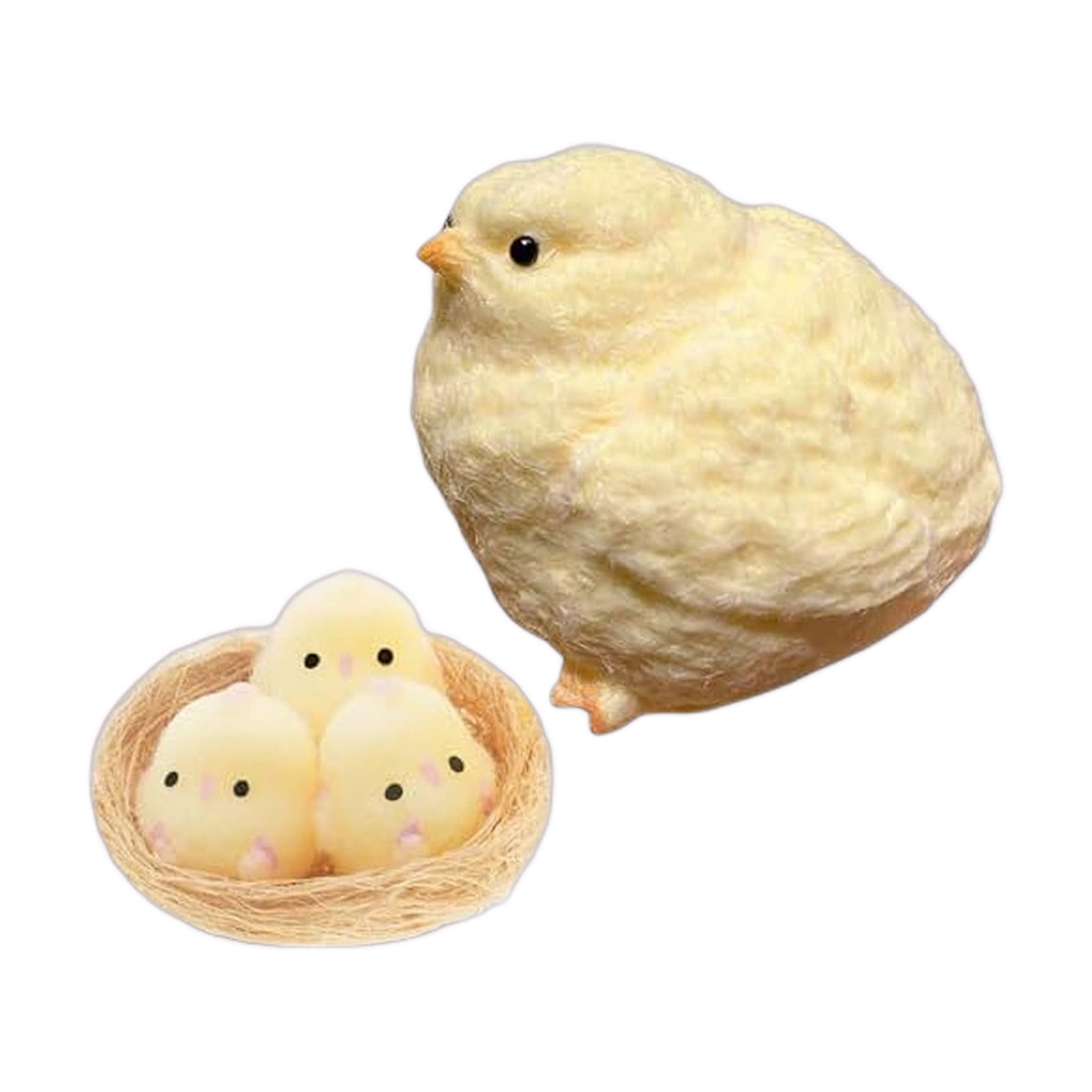 Jumbo Chick Squishy, Big Fuzzy Slow Rising Squeeze Toy Set