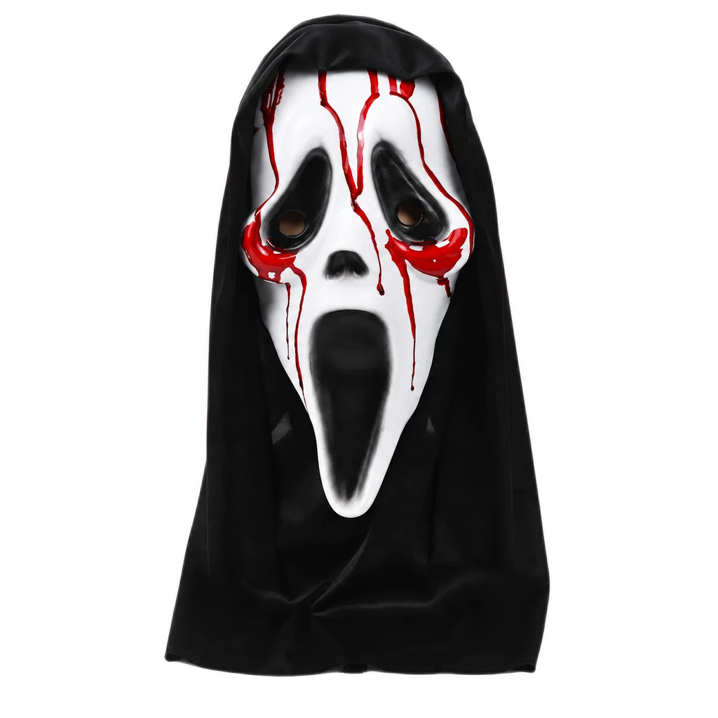 Halloween Ghost Face Mask with Black Hood — Squeezy