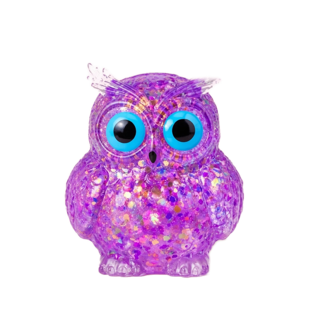 Jumbo Owl Squishy Slow Rising Glitter Desk Toy Purple