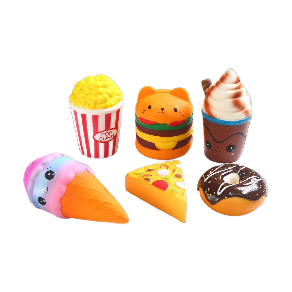 Jumbo Pizza Squishy 6-Pack, Big Slow Rising Food Squeeze Toys