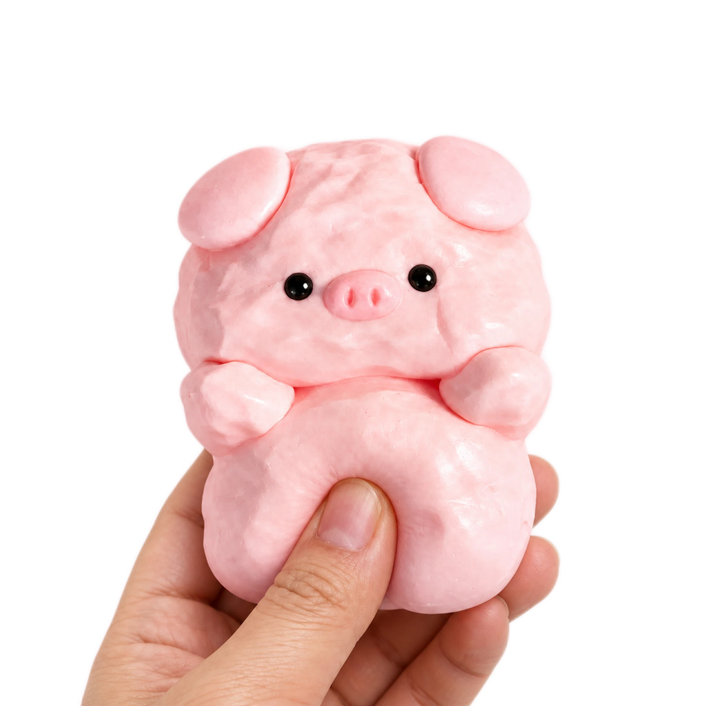 Kawaii Pig Squishy Fuzzy Flocked Squishy Fidget Toy