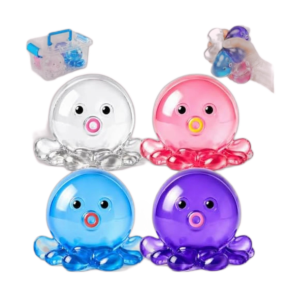 Mochi Octopus Squishy, 4 Pack Soft Squeeze Stress Toys