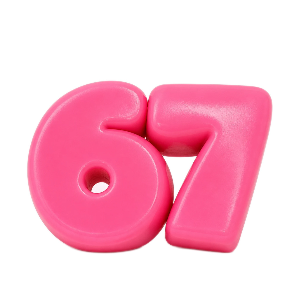 Soft Solid 67 Number Squishy — 3 Colors