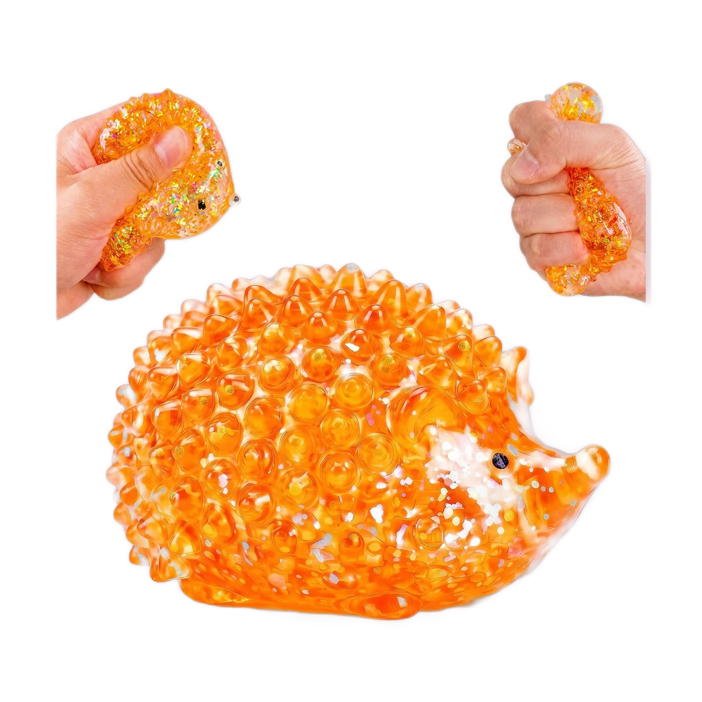 Orange Hedgehog Squishy Glitter Water Bead Fidget Toy