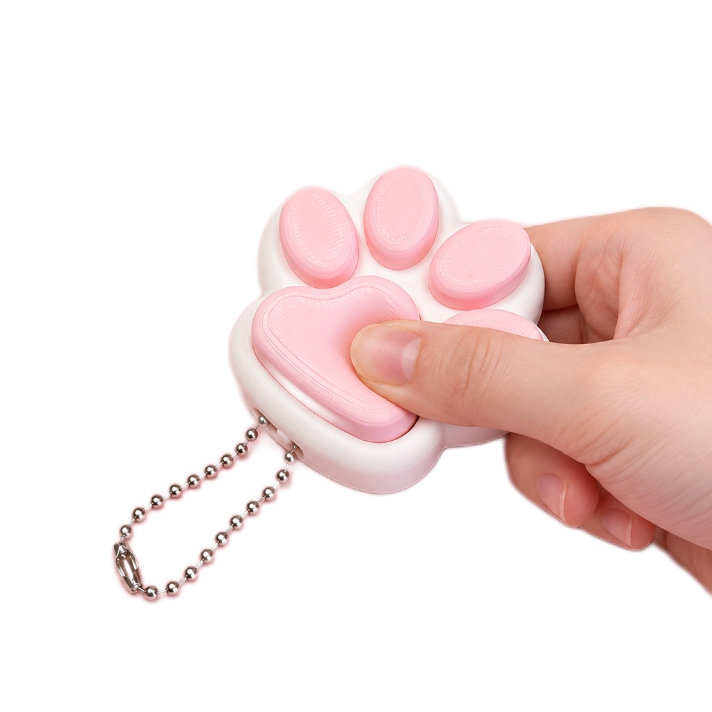 Pink Cat Paw Press Fidget Keychain