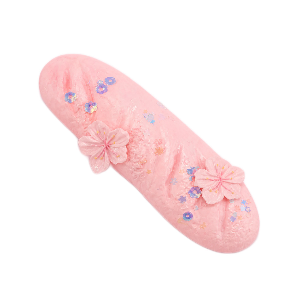 Pink Floral Baguette Squishy — Cherry Blossom Bread Toy