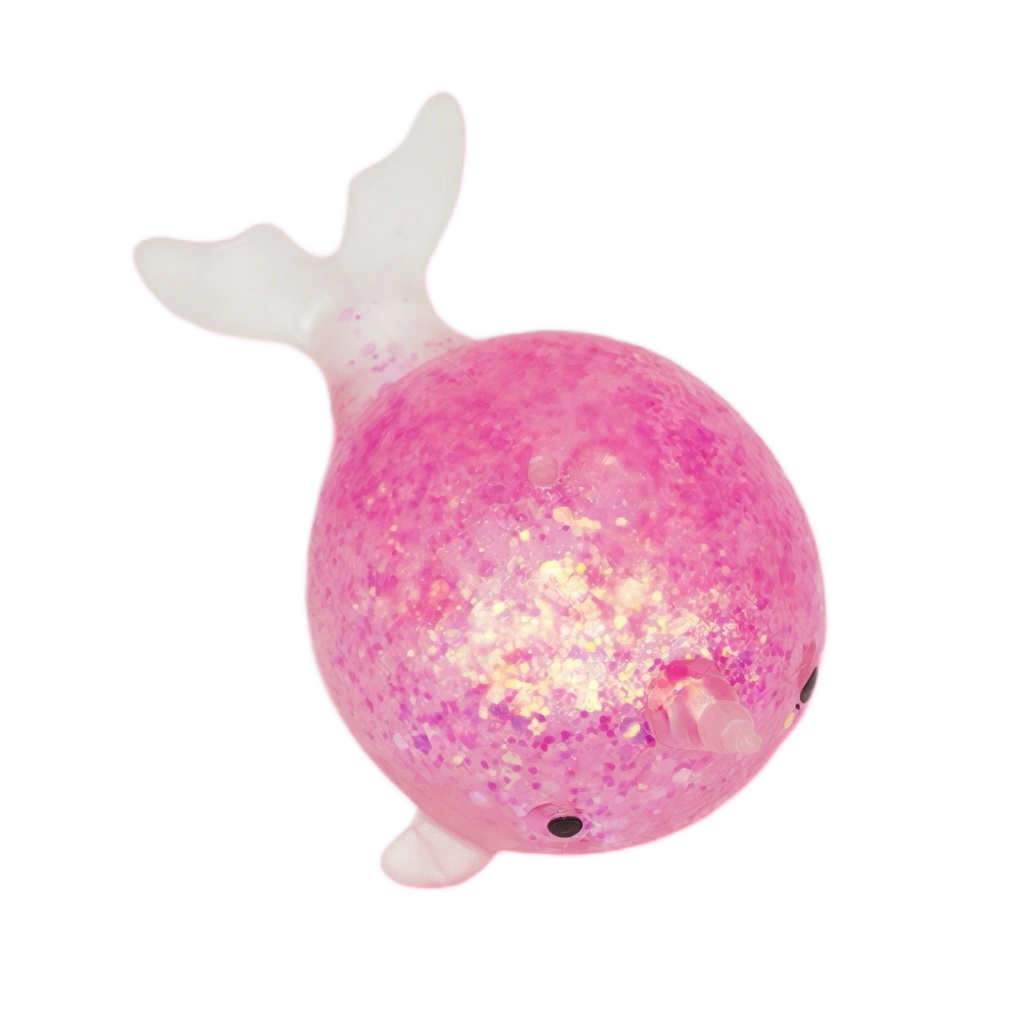 Pink Whale Squishy Glitter Water Bead Squeeze Stress Toy
