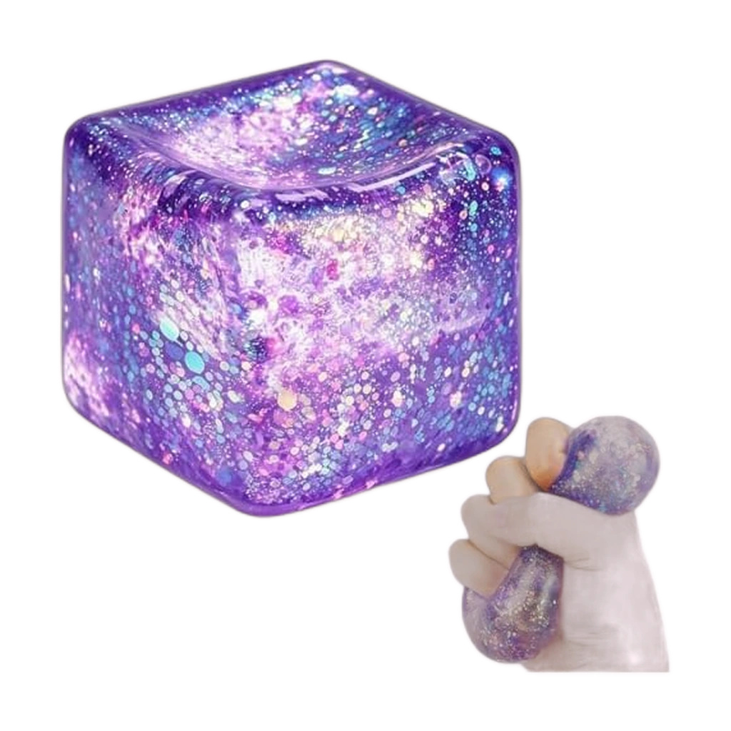 Purple Galaxy Ice Cube Water Bead Squishy Ball Fidget Toy