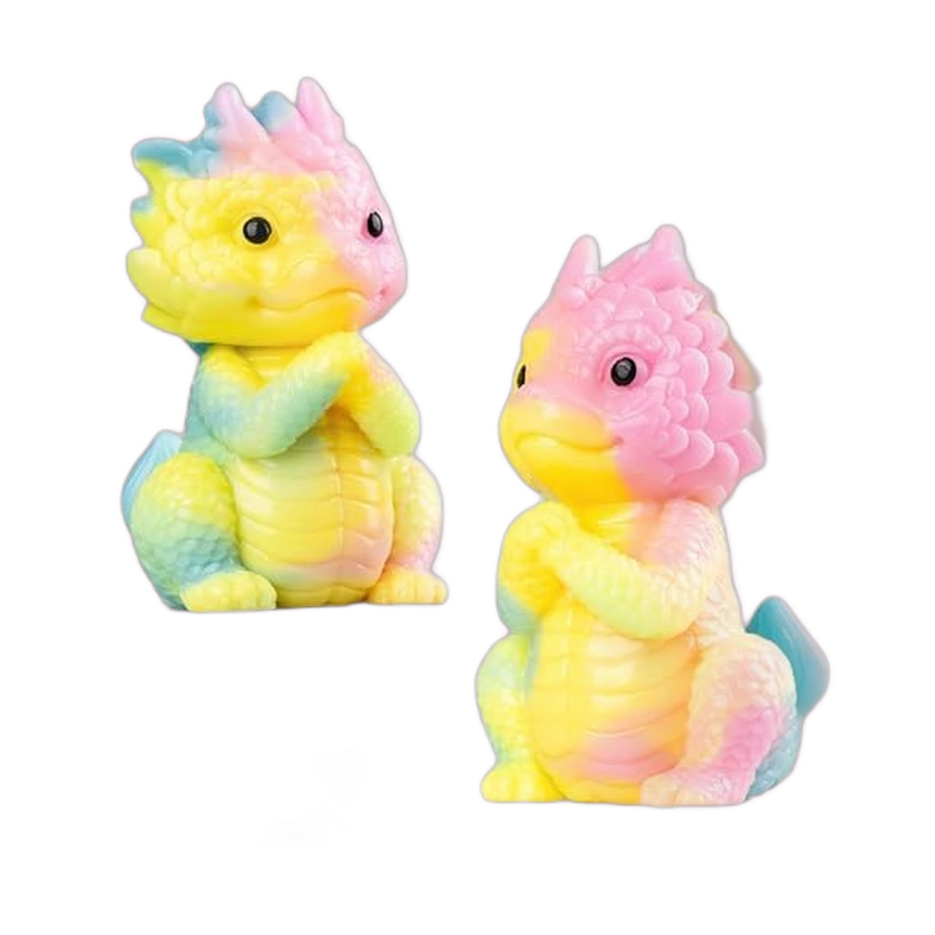 Rainbow Dragon Squishy 2 Pack - Kawaii Sticky Squeeze Toy