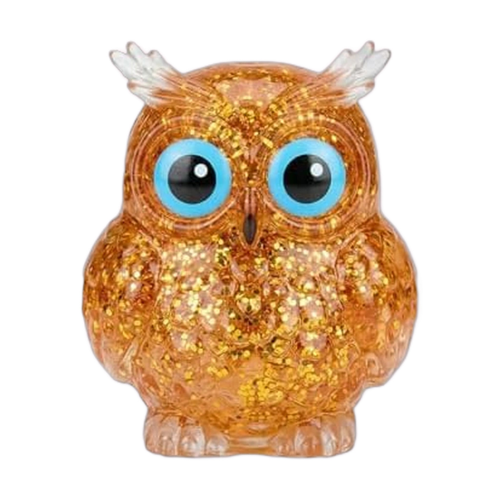 Sensory Owl Squishy Orange Glitter Squeeze Stress Toy