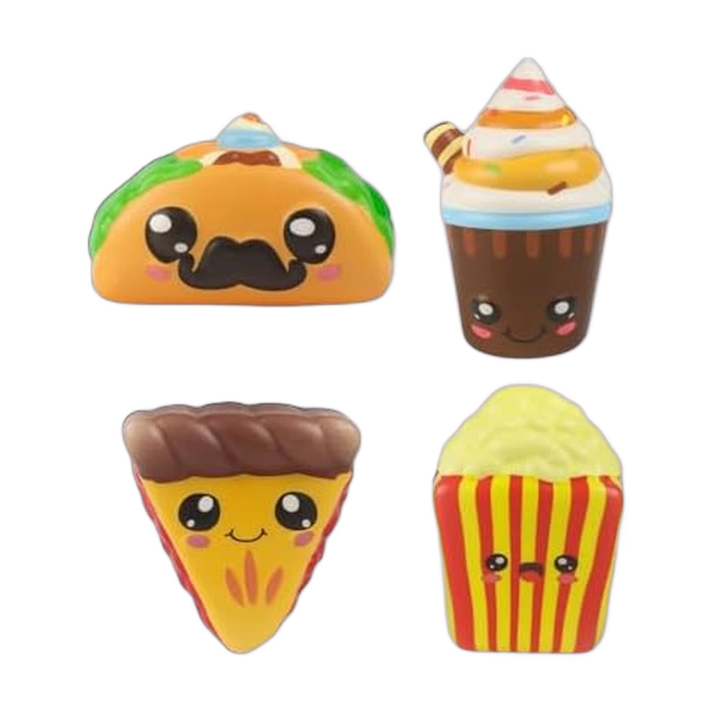 Slow Rising Hamburger Squishy 4-Pack Foam Food Party Favors