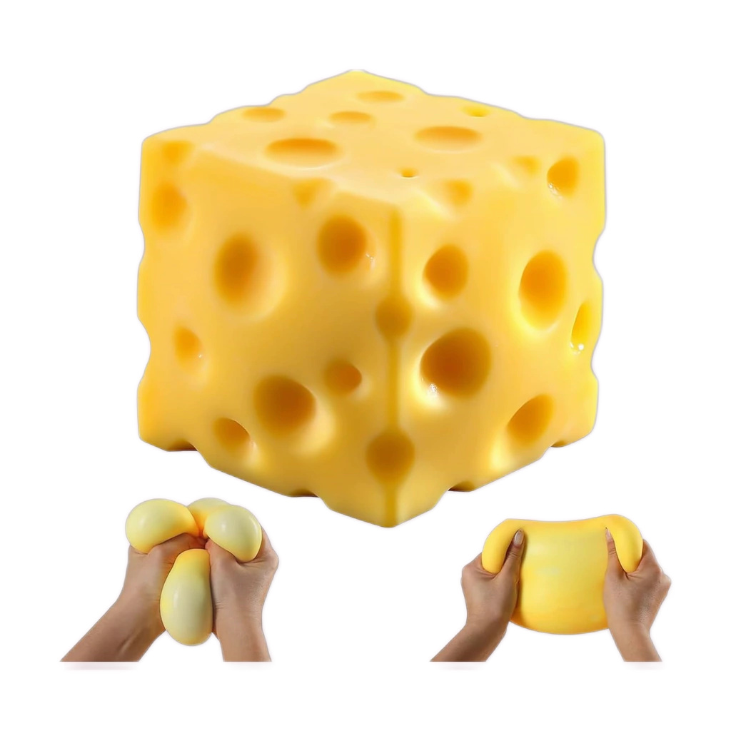 Small Cheese Squishy, Tiny Cube for Quiet Fidget Hands