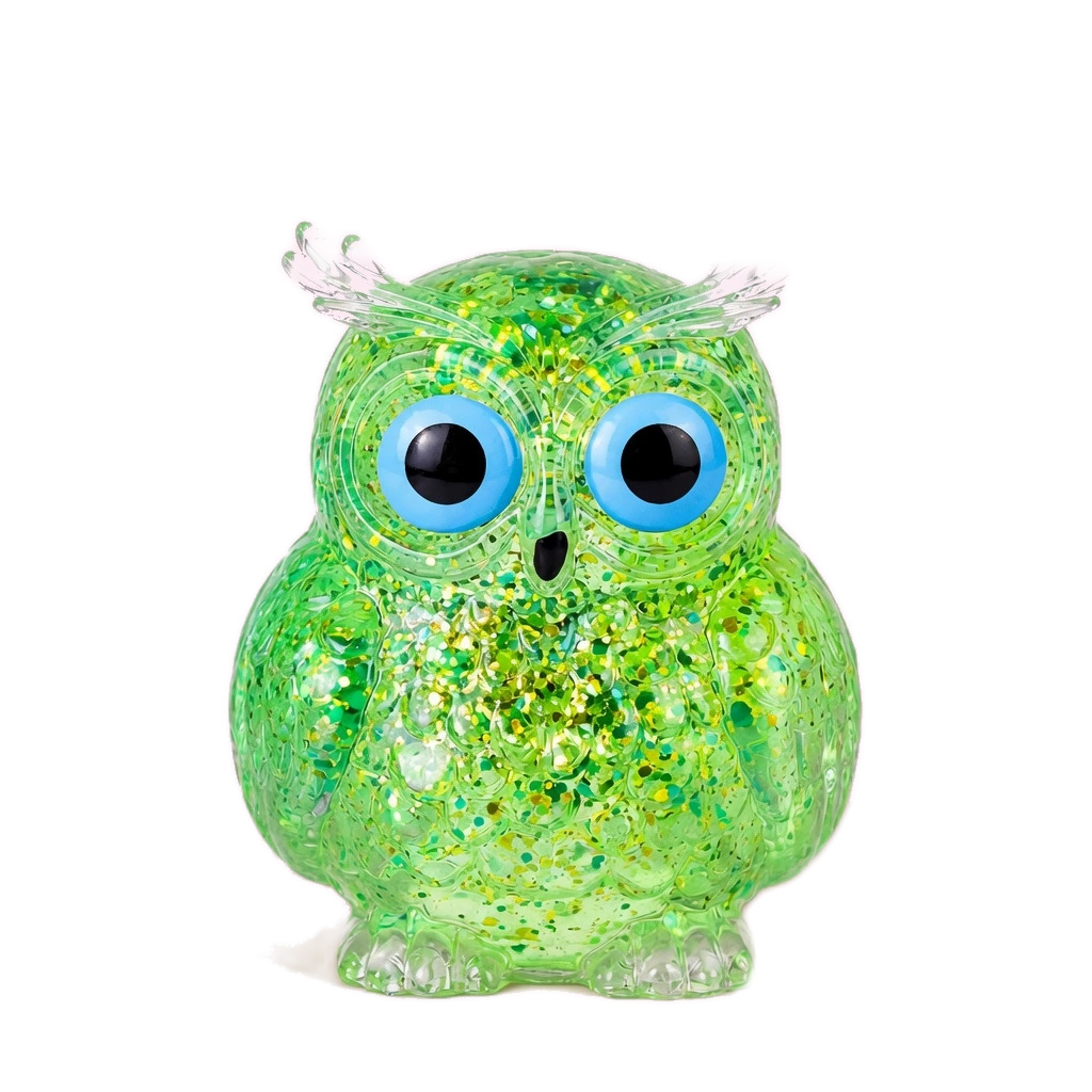 Stress Relief Owl Squishy Green Glitter Slow Rising Toy