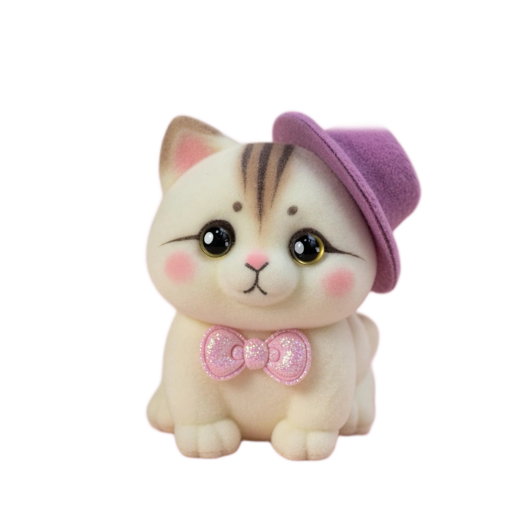 Tabby Cat Mochi Squishy, Soft Flocked Slow Rising Toy