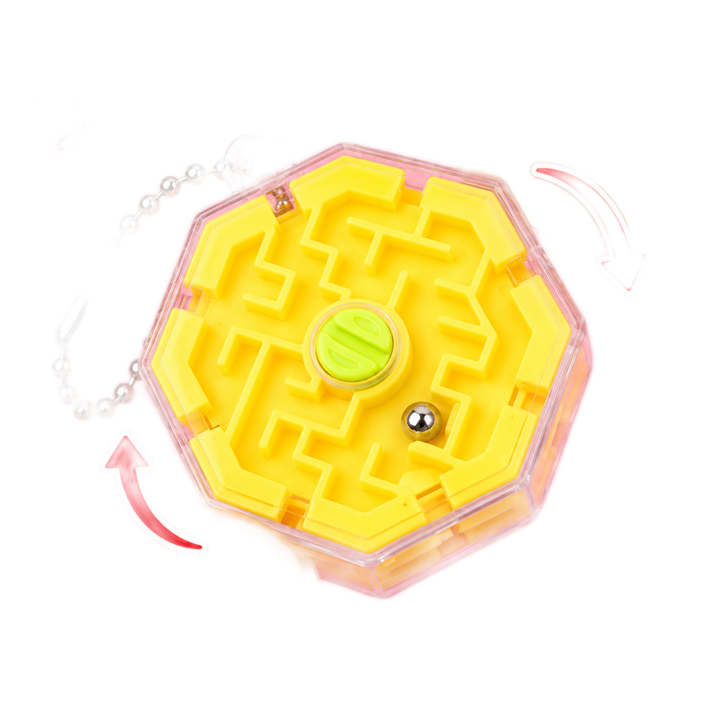 YELLOW 3D ROLLING MAZE KEYCHAIN foto