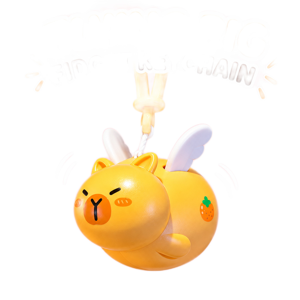 Yellow Flying Pig Fidget Keychain
