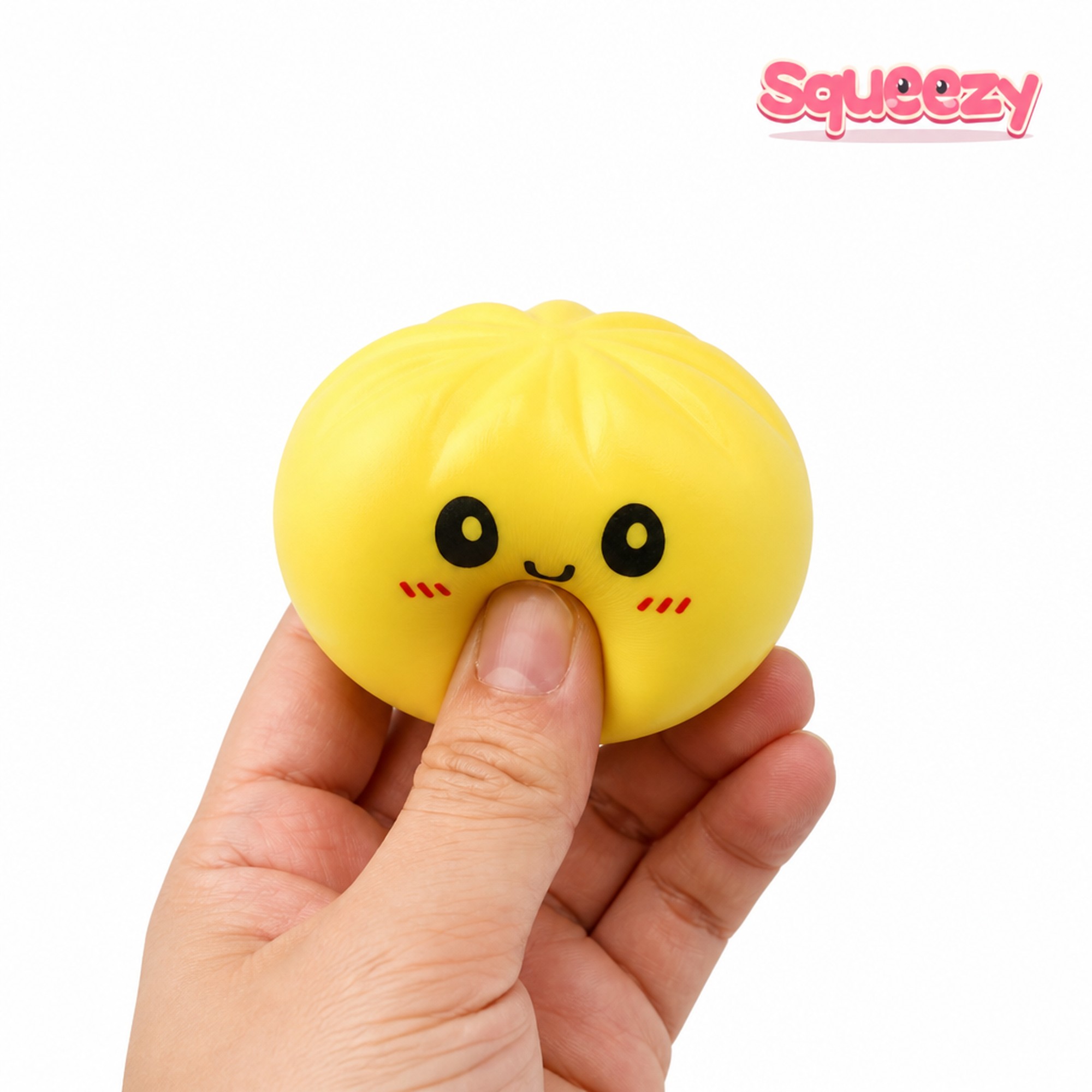 Yellow Bao Squishy being squeezed
