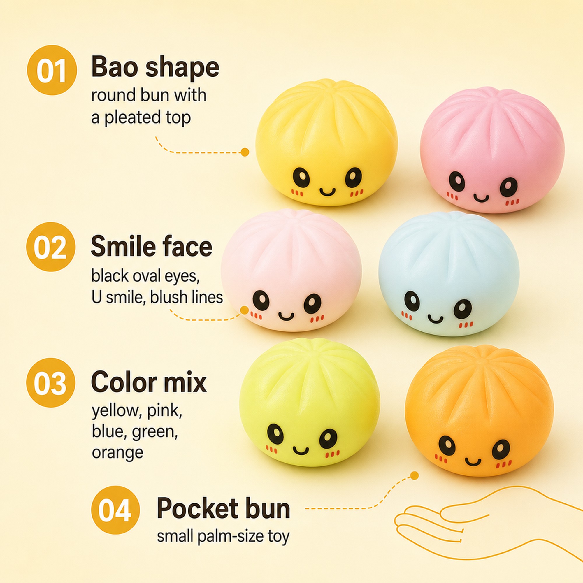 Yellow Bao Squishy features
